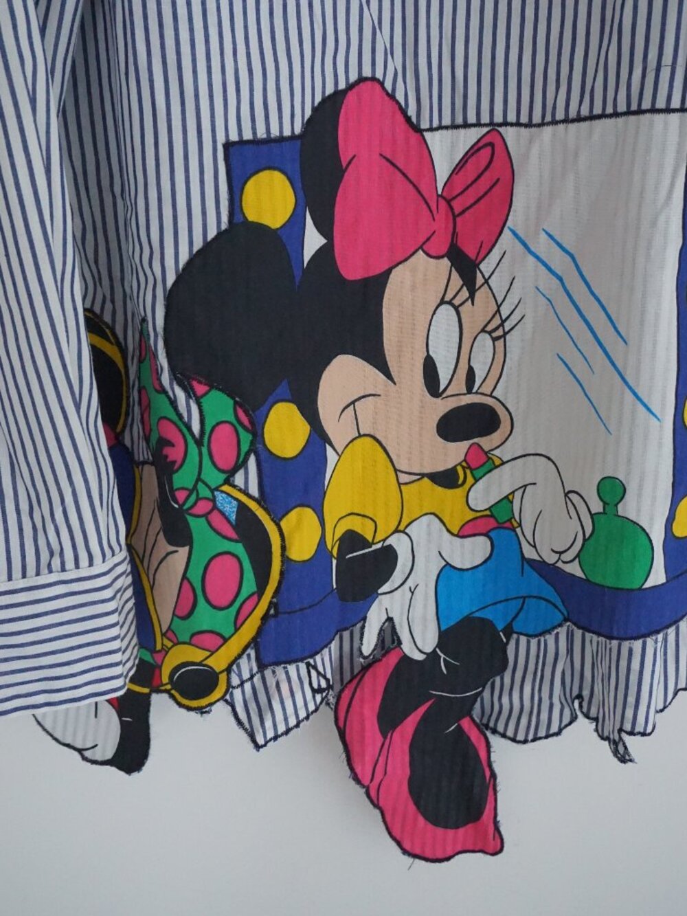 Vintage Minnie Mouse Blue White Stripe Disney Button Front Tunic Shirt XL - Picture 13 of 16